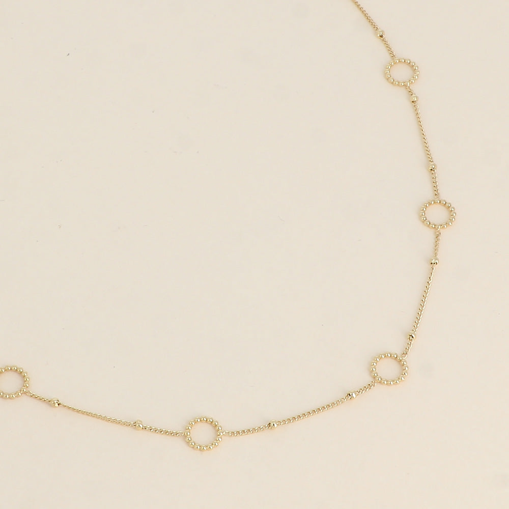 Collier Femme Acier BOHM chaîne avec boules et cercles milgrain