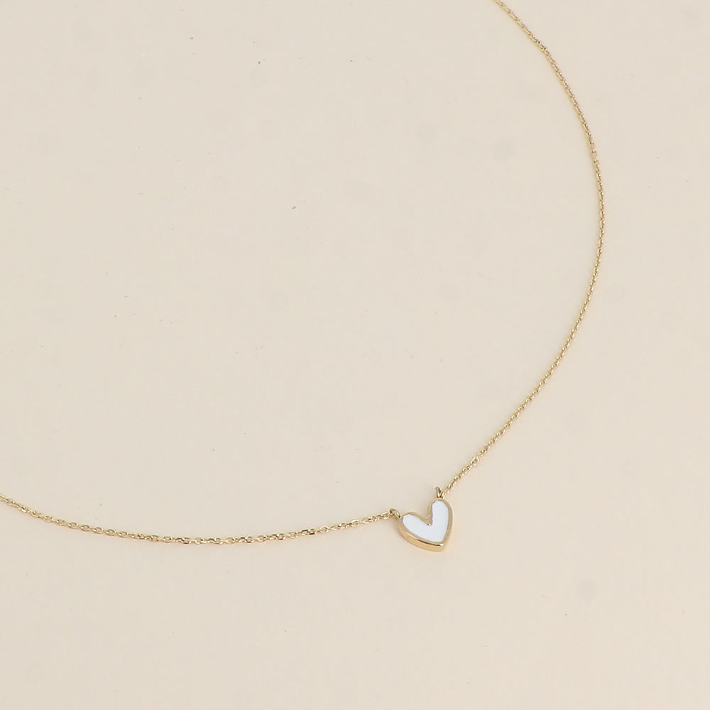 COLLIER DAME coeur émaillé blanc BOHM