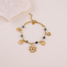 Charger l&#39;image dans la galerie, Bracelet Dame ACIER Rosaline pampilles rondes martelées, pierres naturelles
