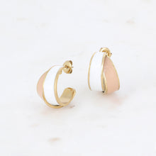 Charger l&#39;image dans la galerie, BOUCLES D&#39;OREILLES Dame créoles à puces double rang émaillées acier
