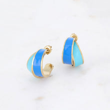 Charger l&#39;image dans la galerie, BOUCLES D&#39;OREILLES Dame créoles à puces double rang émaillées acier

