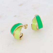 Charger l&#39;image dans la galerie, BOUCLES D&#39;OREILLES Dame créoles à puces double rang émaillées acier
