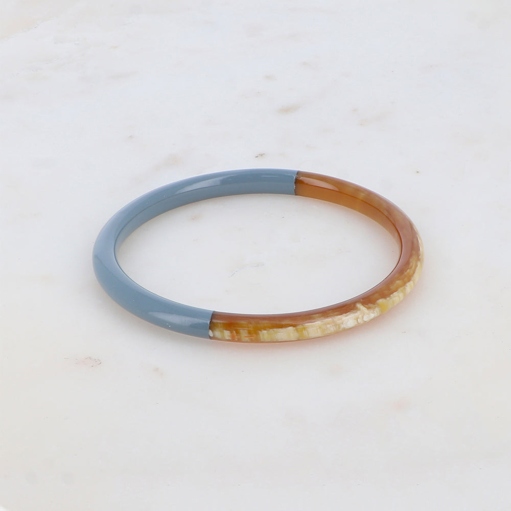 Jonc en corne de buffle laquée couleur bleu-gris BOHM
