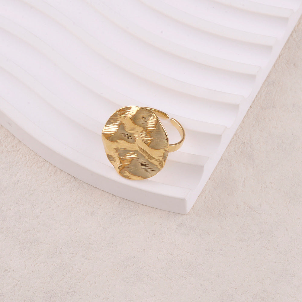Bague avec pièce géométrique ondulée Acier IKITA