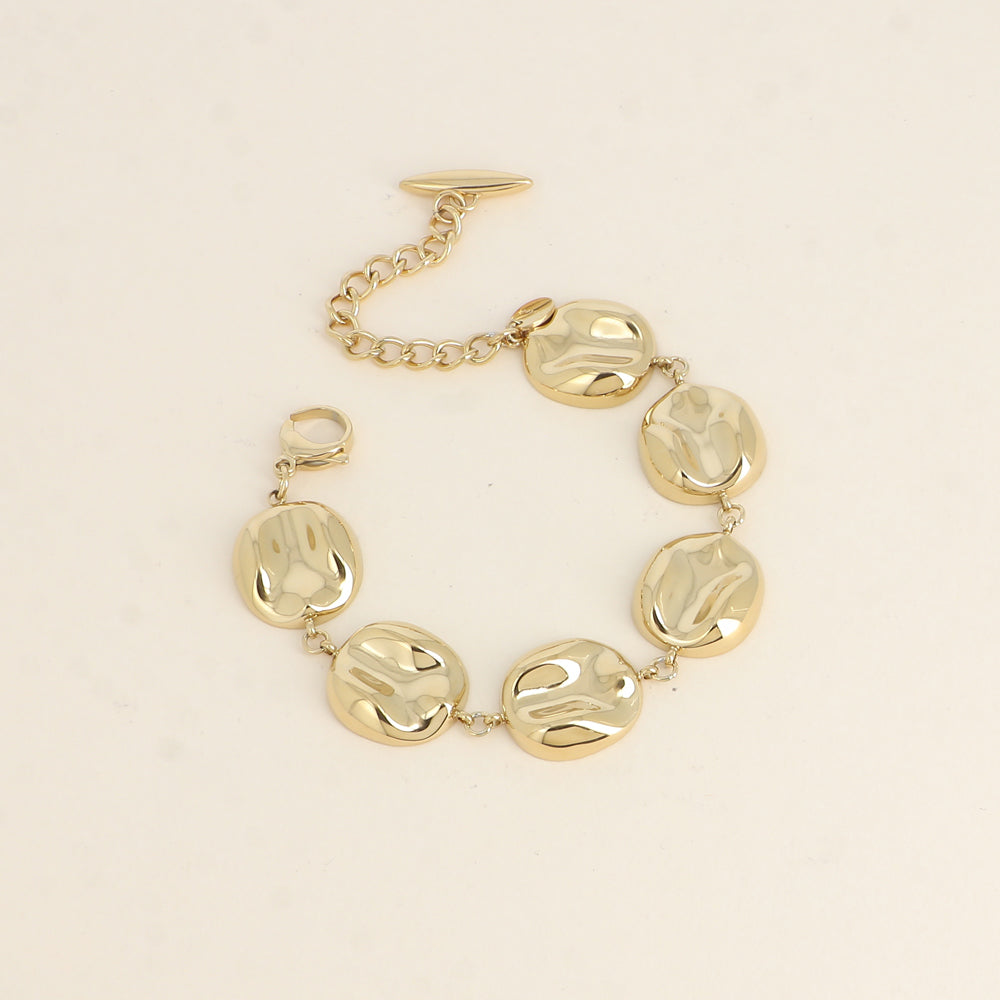 BRACELET Femme ACIER DORE BOHM MAILLONS RONDS ET PLEINS