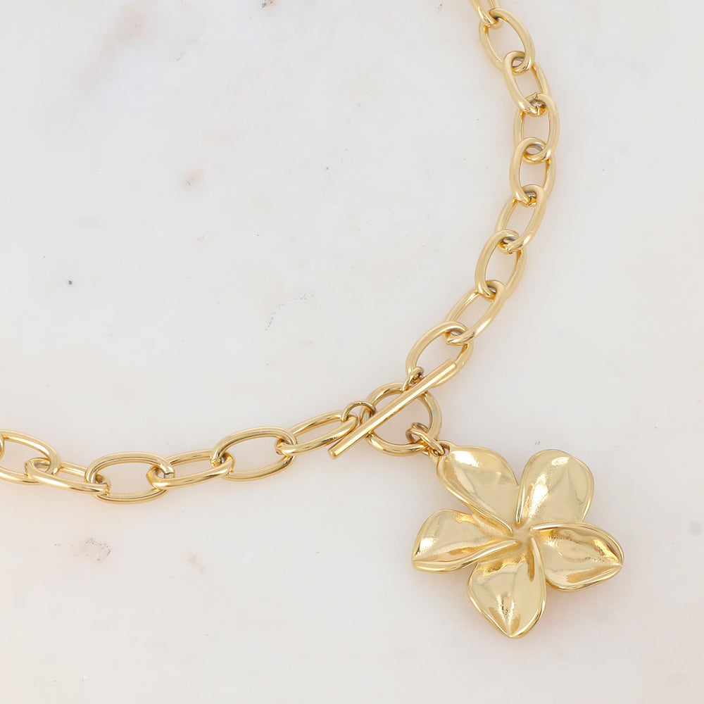 COLLIER MAILLE PAMPILLE FLEUR Femme ACIER  IKITA