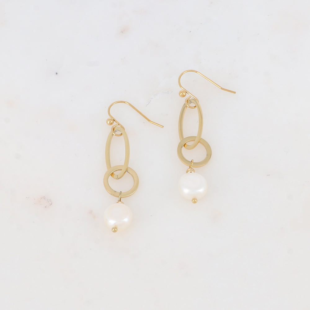 BOUCLES D'OREILLES  Femme pendantes  et perle d'eau douce ACIER IKITA