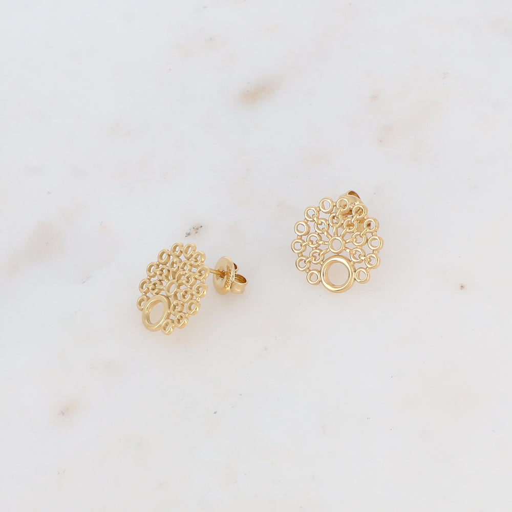 BOUCLES D OREILLES Femme acier à puce AVEC PASTILLES AJOUREE