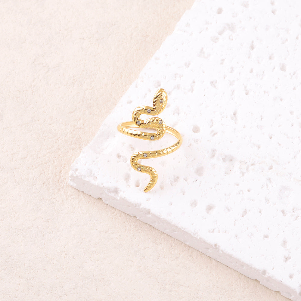 bague Dame ajustable forme serpent ACIER DORE