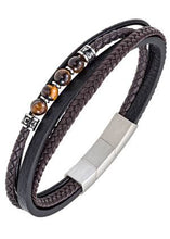 Charger l&#39;image dans la galerie, BRACELET Homme acier et cuir ALL BLACKS 682358
