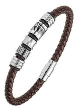 Charger l&#39;image dans la galerie, BRACELET Homme cuir Marron acier  ALL BLACKS 682386
