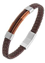 Charger l&#39;image dans la galerie, BRACELET Homme cuir marron ALL BLACKS 682410
