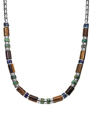 COLLIER Homme ACIER ET PIERRES NATURELLES ALL BLACKS 682421