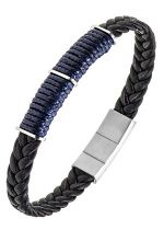 Charger l&#39;image dans la galerie, BRACELET Homme acier et cuir ALL BLACKS 682433
