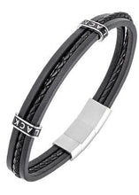 Charger l&#39;image dans la galerie, BRACELET Homme cuir NOIR ALL BLACKS 682444
