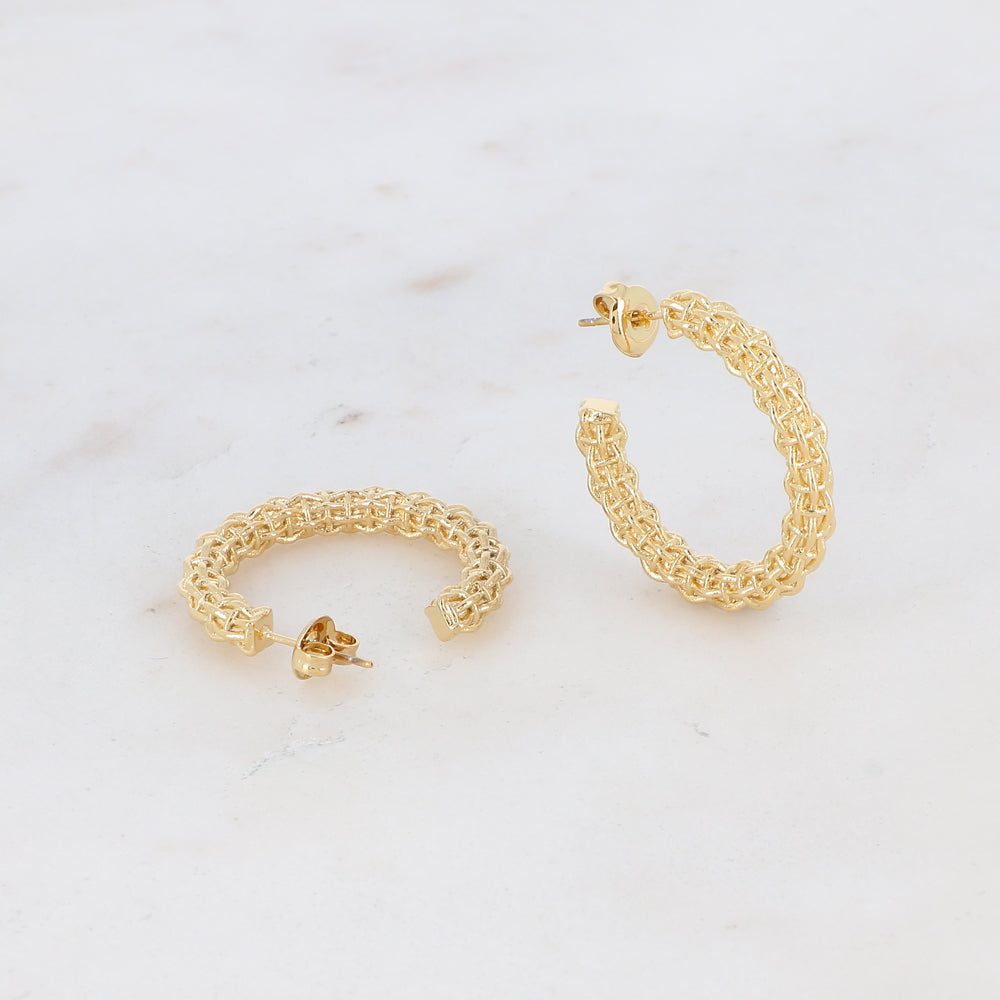 BOUCLES D'OREILLES Dame créoles maille tissée BOHM
