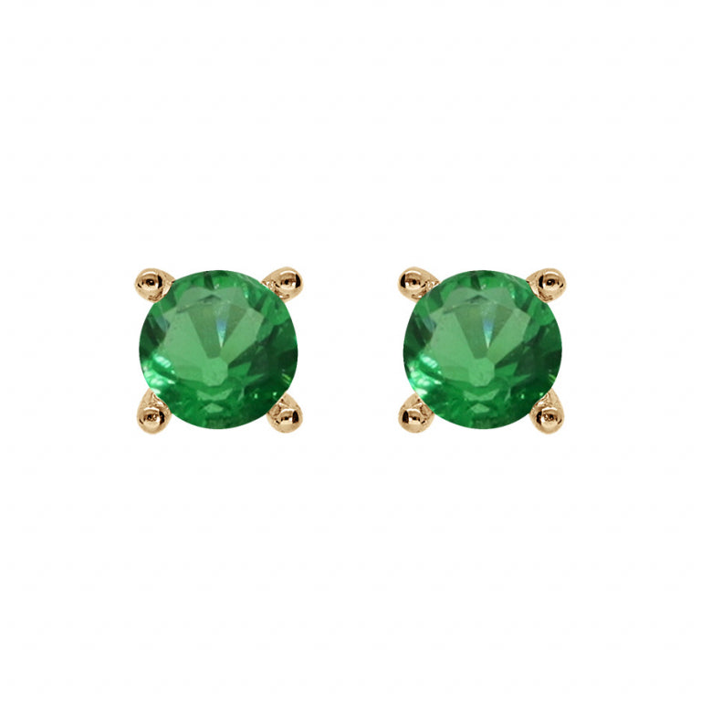 BOUCLES D'OREILLES Dame Solitaire avec zirconium vert PLAQUE OR