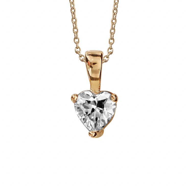 COLLIER Dame Solitaire forme coeur PLAQUE OR