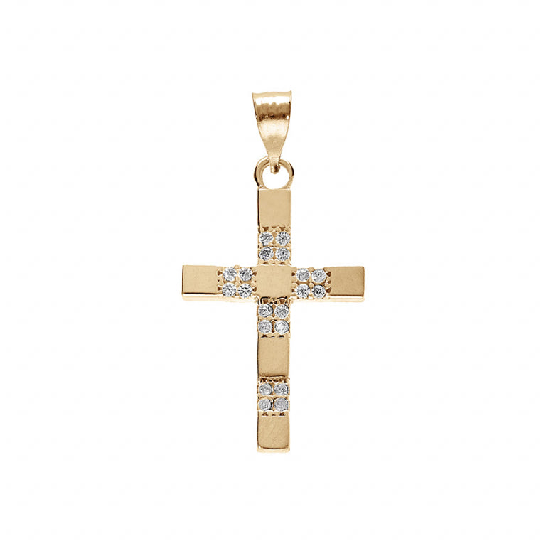PENDENTIF Dame Croix Oxydes de zirconium PLAQUE OR