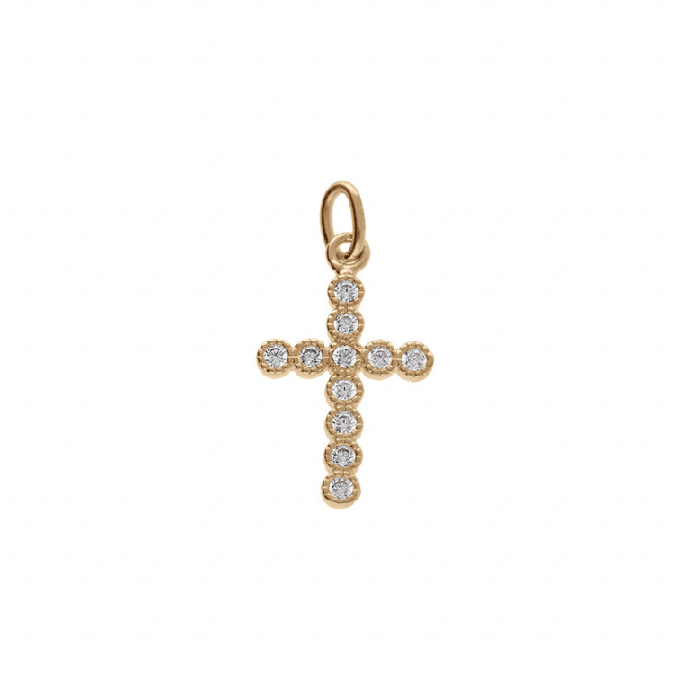 PENDENTIF Dame Croix Oxydes de zirconium PLAQUE OR