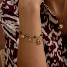 Charger l&#39;image dans la galerie, Bracelet Dame ACIER Rosaline pampilles rondes martelées, pierres naturelles

