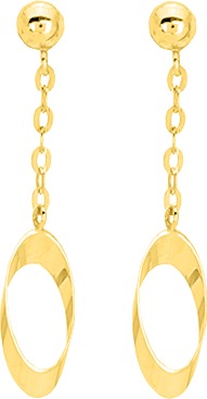 BOUCLES D'OREILLES Dame pendantes 30 mm OR JAUNE