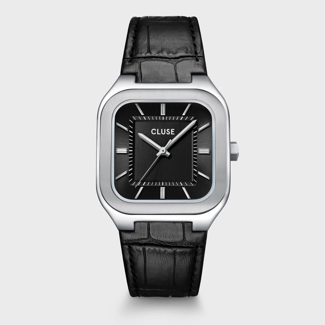 MONTRE Homme CLUSE Quadrus cuir noir CW25703