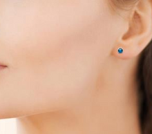 Charger l&#39;image dans la galerie, BOUCLES D OREILLES CLOU ARGENT RHODIE OXYDE BLEU
