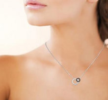 Charger l&#39;image dans la galerie, COLLIER Dame cercles noirs et blancs ARGENT RHODIE
