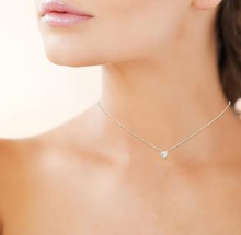 Charger l&#39;image dans la galerie, COLLIER Dame solitaire rond serti clos  PLAQUE OR

