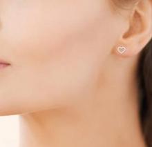Charger l&#39;image dans la galerie, BOUCLES D&#39;OREILLES Dame puces forme coeur ARGENT RHODIE
