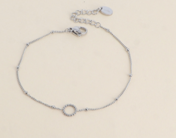 BRACELET Femme Acier  BOHM chaîne avec boules et cercle milgrain