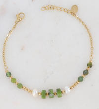 Charger l&#39;image dans la galerie, BRACELET Femme ACIER DORE LYDIAN BOHM PIERRES NATURELLES
