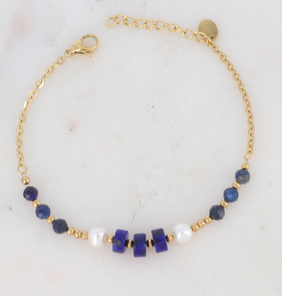 BRACELET Femme ACIER DORE LYDIAN BOHM PIERRES NATURELLES