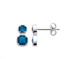 Charger l&#39;image dans la galerie, BOUCLES D OREILLES Femme ARGENT RHODIE OXYDES BLEUS
