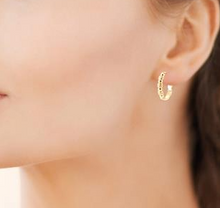 Charger l&#39;image dans la galerie, BOUCLES D&#39;OREILLES Dame Créoles Balinaises 18 mm PLAQUE OR
