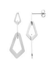 Charger l&#39;image dans la galerie, BOUCLES D&#39;OREILLES Dame pendantes forme géométrique ACIER doré ou argenté
