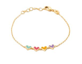 BRACELET Enfant PLAQUE OR COEURS EMAILLES