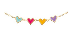 Charger l&#39;image dans la galerie, COLLIER Enfant PLAQUE OR COEURS EMAILLES
