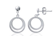 Charger l&#39;image dans la galerie, BOUCLES D&#39;OREILLES Dame pendantes cercles ARGENT

