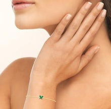 Charger l&#39;image dans la galerie, BRACELET Dame papillon vert PLAQUE OR
