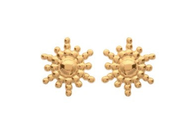 BOUCLE D OREILLE Dame puces soleil PLAQUE OR