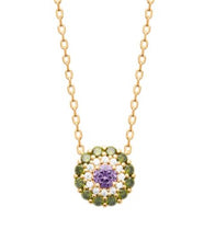 Charger l&#39;image dans la galerie, COLLIER Dame pendentif rond pierres serties PLAQUE OR
