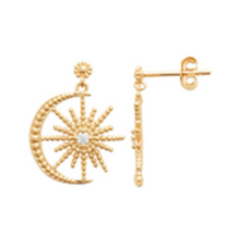 Charger l&#39;image dans la galerie, BOUCLES D OREILLES Femme PLAQUE OR OZ SOLEIL
