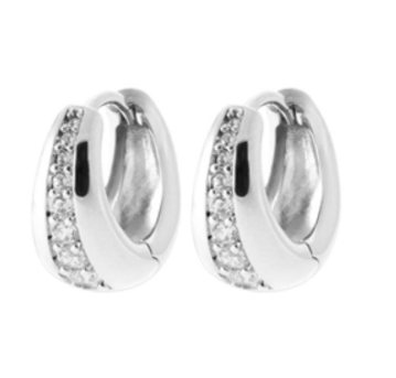 BOUCLES D'OREILLES Dame créoles empierrées ARGENT