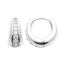 Charger l&#39;image dans la galerie, BOUCLES D&#39;OREILLES Dame créoles empierrées ARGENT
