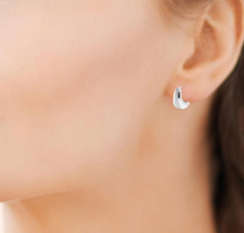 Charger l&#39;image dans la galerie, BOUCLES D&#39;OREILLES Dame créoles empierrées ARGENT

