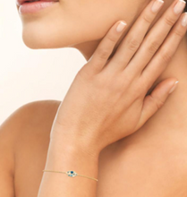 Charger l&#39;image dans la galerie, BRACELET Dame avec zirconium Bleu et Blanc PLAQUE OR
