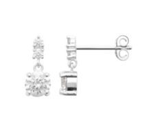 Charger l&#39;image dans la galerie, BOUCLES D OREILLES Femme argent rhodié oxydes balncs
