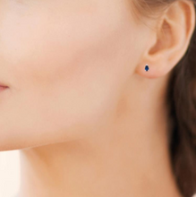 Charger l&#39;image dans la galerie, BOUCLES D OREILLES Femme ARGENT RHODIE OXYDE BLEU
